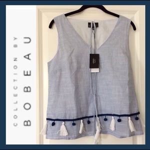 BNWT BOBEAU Toby Striped Tassel Top
